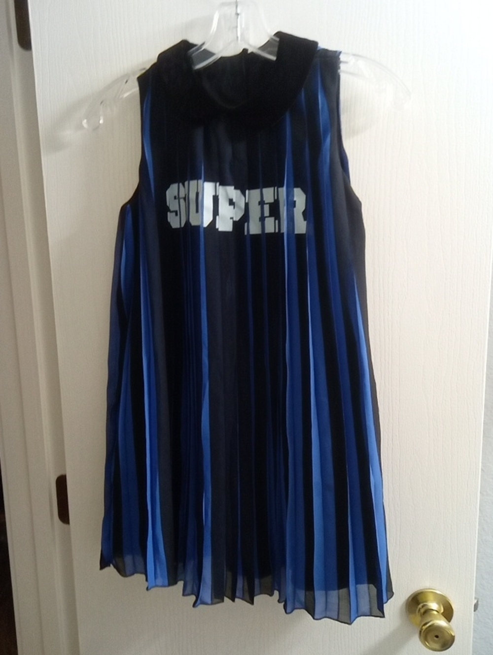 MonnaLisa Navy and Royal Blue Superhero Pleated Dress